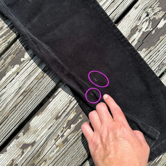 Y2K No Boundaries Jeans 36" Black Corduroy Flares Mid Rise NoBo Bedazzled Grunge - Picture 8 of 10